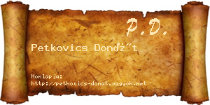 Petkovics Donát névjegykártya