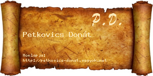 Petkovics Donát névjegykártya